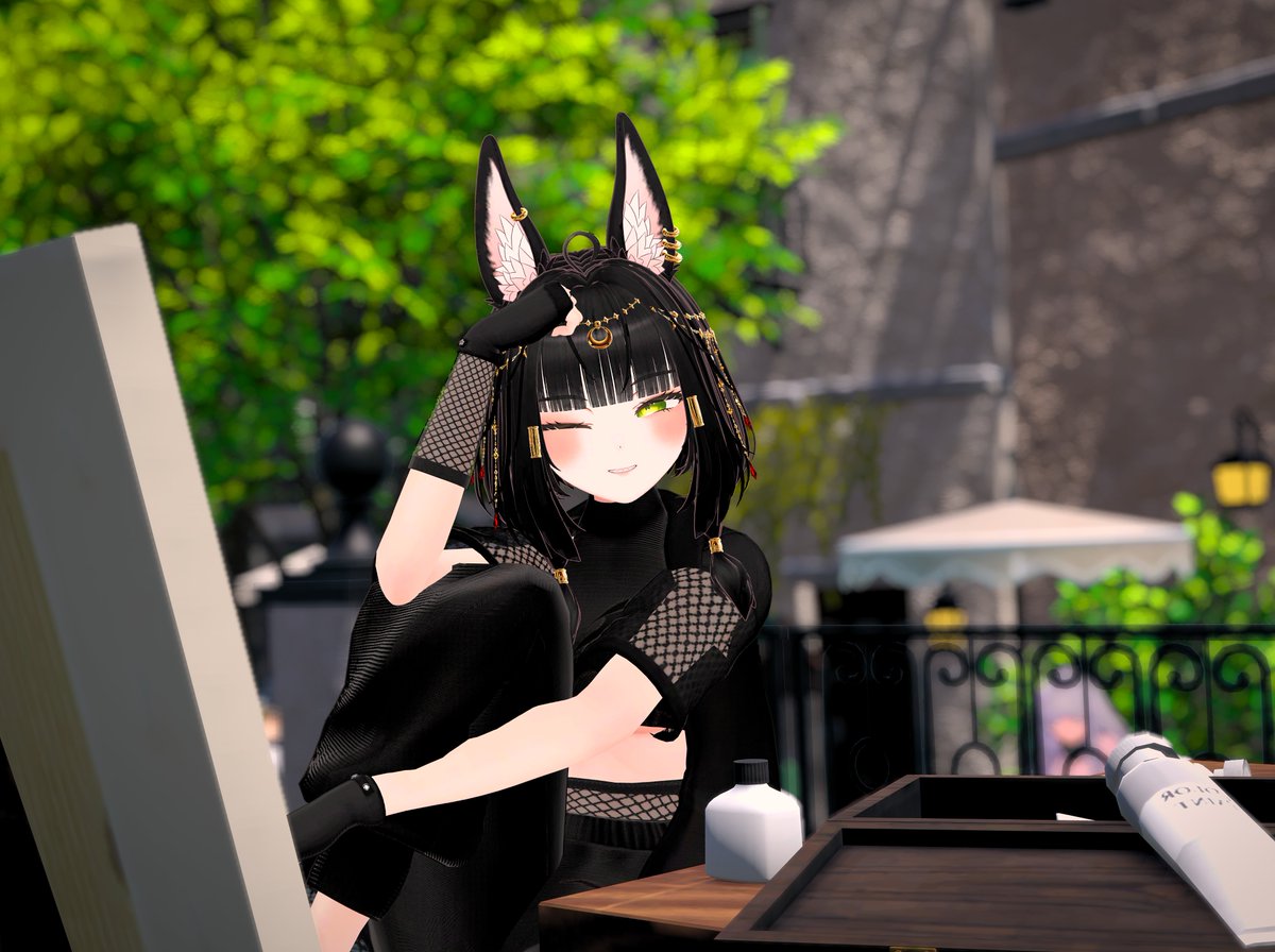 CrashVrc's tweet photo. Teach me how to paint? 🎨
If it looks weird, it's abstract. Trust me~ 😘
#VRChat #VRChatPhotography #Kisha3D https://t.co/3WfsDPxt5R