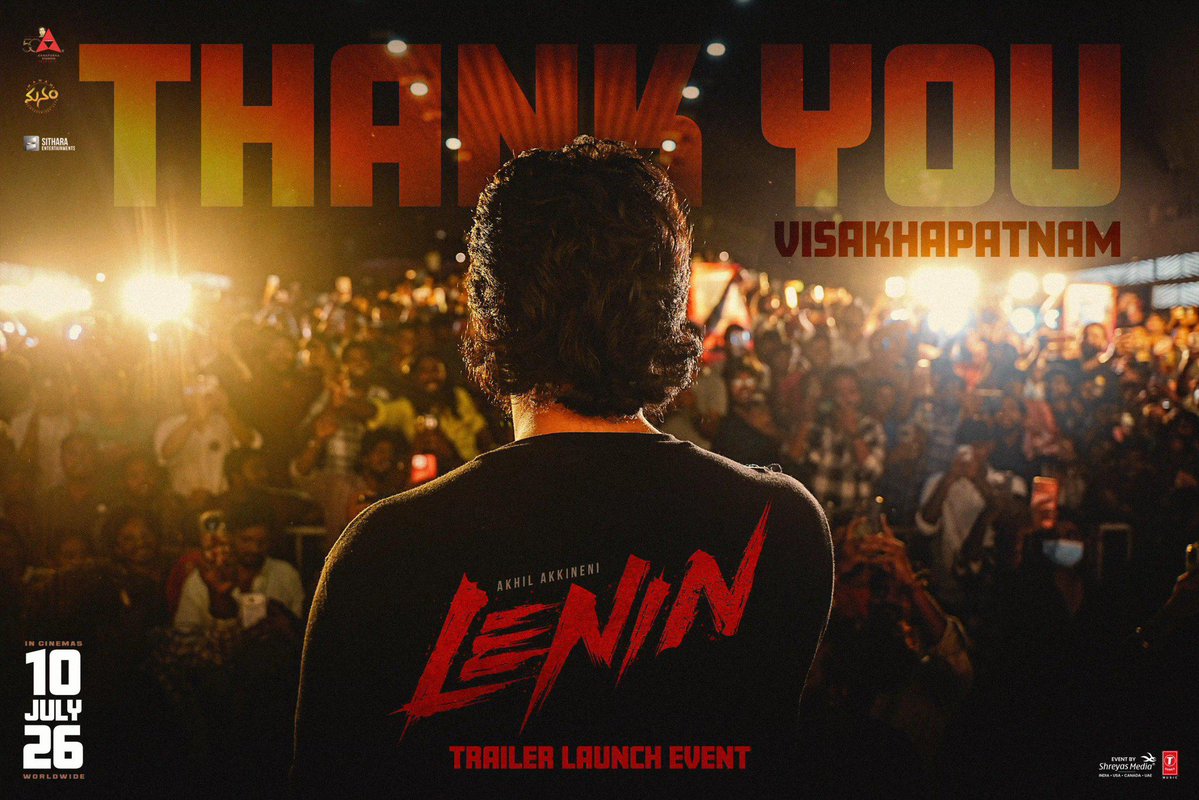 SitharaEnts's tweet photo. Vizag….🔥🔥🔥🔥

Meee deggara nunde modhalu pedutunnam….. ❤️❤️❤️

#LeninTrailer - https://t.co/04wGr6WZ2x 

#Lenin #LeninOnJuly10th https://t.co/16hfxQuYbz