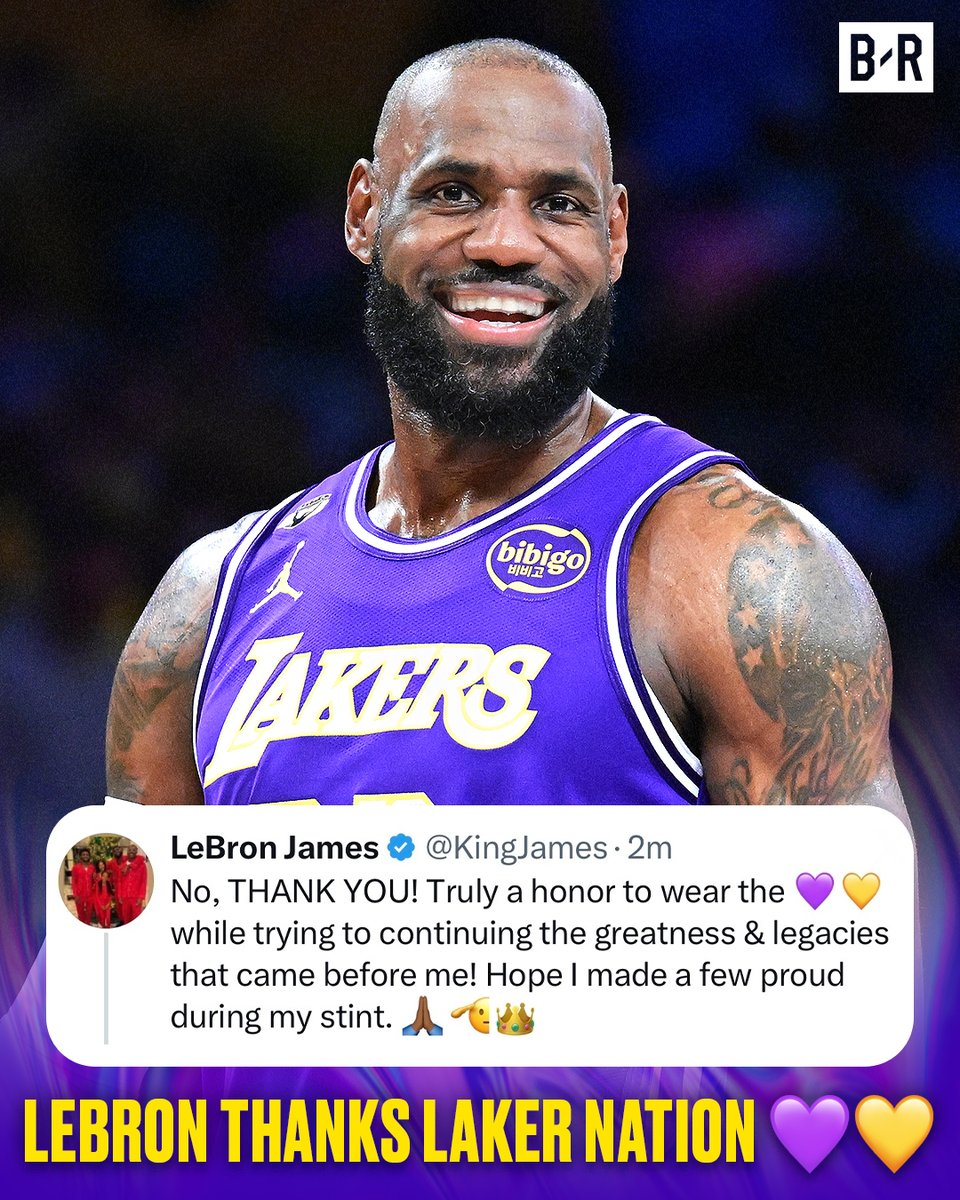 BleacherReport's tweet photo. LeBron thanks the Lakers and the fans 🙌

(via @KingJames) https://t.co/6MKCA5WcUx