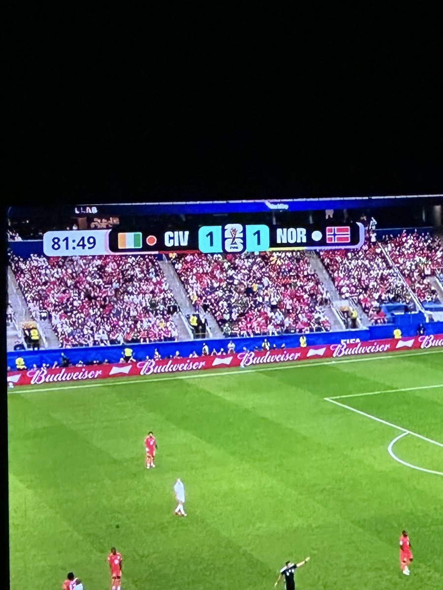 thindpau87's tweet photo. Game on as ivory cost are giving a #halland norway easy run, may be another penalty strokes on the cards…#fifa #norway #WorldCup2026, #FIFAWorldCup, #NORCIV, #IvoryCoast, #Norway, #TeamIvoryCoast, #TeamNorway https://t.co/6cJVW3KMOH