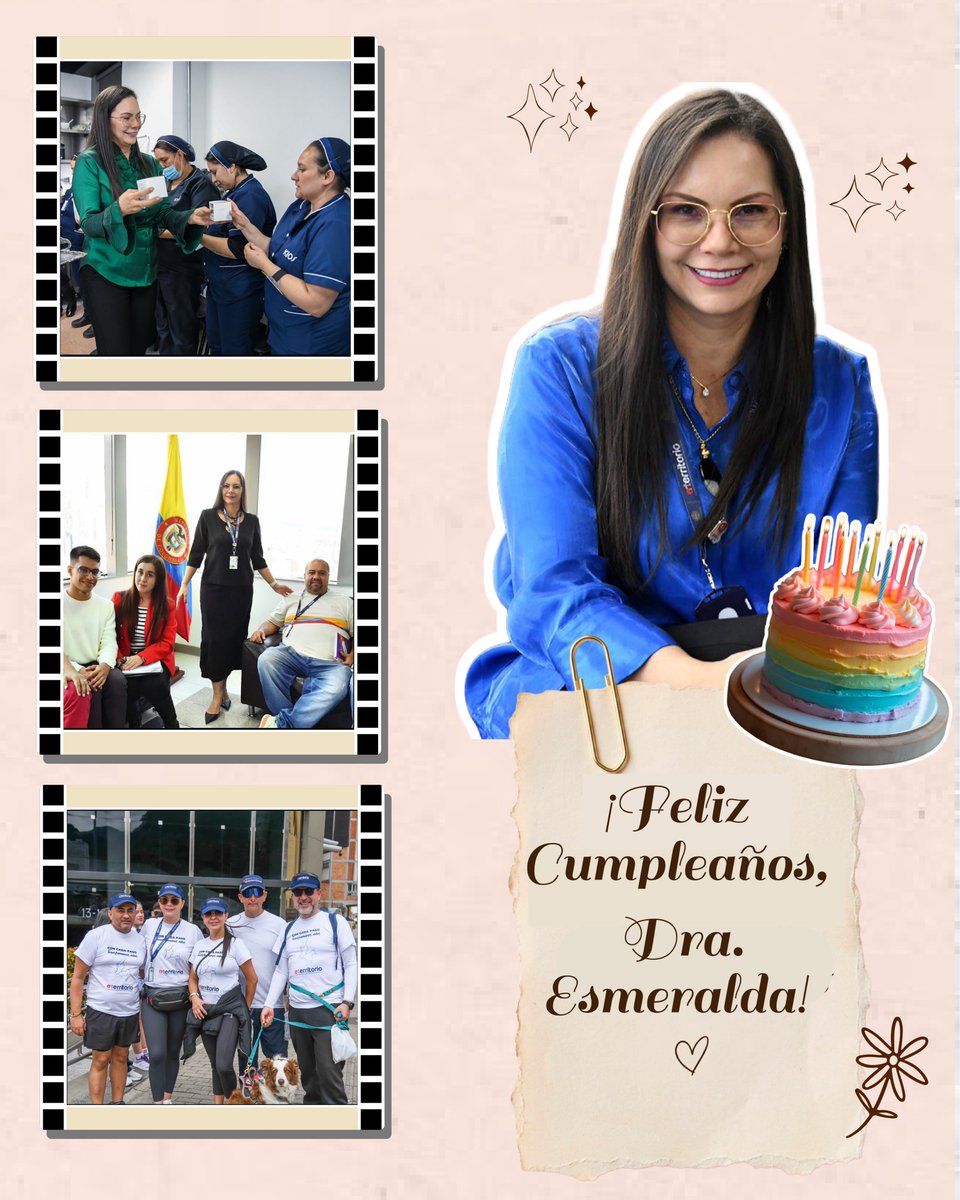 ENTerritorioCo's tweet photo. 🎉 Hoy celebramos la vida de nuestra presidenta, Dra. Esmeralda @molinagomezesmeralda, y reconocemos su liderazgo, cercanía, visión y vocación de servicio, cualidades que han guiado el trabajo de nuestros equipos y el cumplimiento de nuestra misión en los territorios. 🇨🇴❤️ https://t.co/36c3mAcVdn