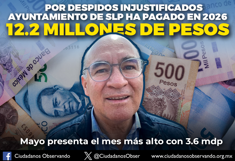 CiudadanosObser's tweet photo. El @SLPMunicipio acumula pagos por 12.2 millones de pesos de enero a mayo por laudos laborales.
https://t.co/VdA29XQiso https://t.co/529HTbQs4Y
