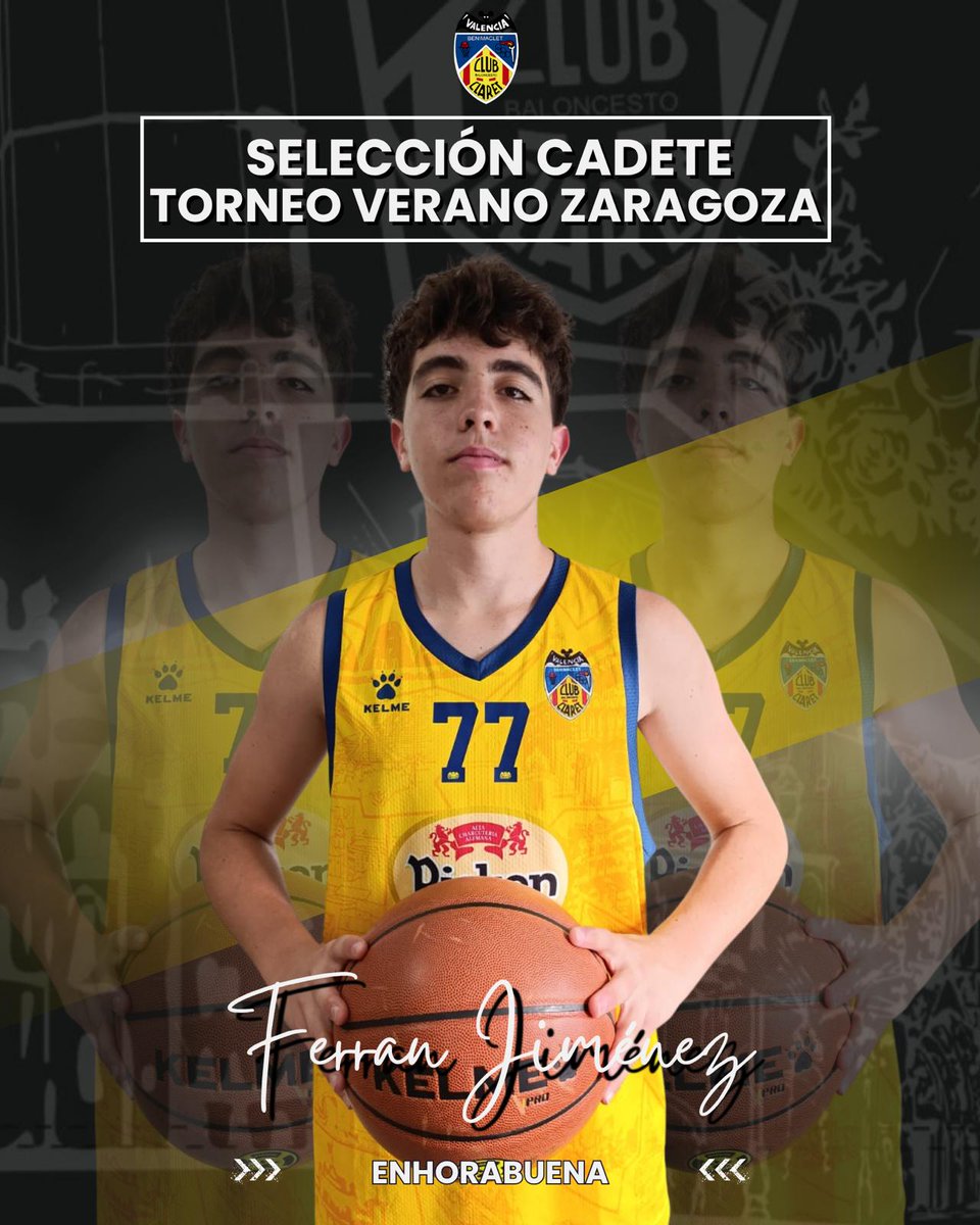 CBClaret's tweet photo. Ferran Jiménez, jugador de nuestro club, ha sido seleccionado para formar parte del equipo de la Comunitat Valenciana que participara en el Torneo de Verano de Selecciones Autonómicas, que se disputará en Zaragoza del 10 al 12 de julio. Enhorabuena Ferran 💪🏀 #orgulloAmarillo https://t.co/W0Vs2OwlbH