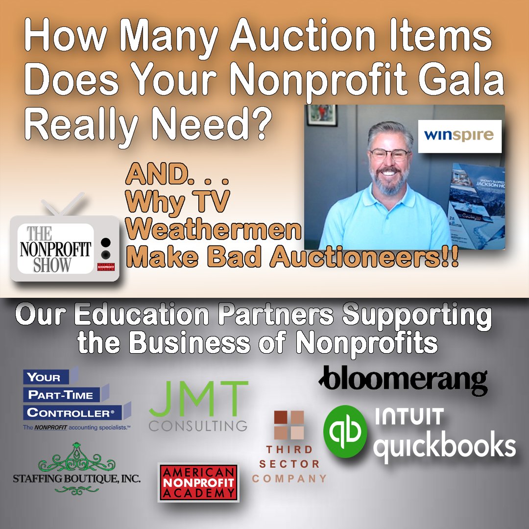 Nonprofit_Show's tweet photo. We had alot of title ideas for this episode. We thought this was the best. . "Why TV Weathermen Make Bad Auctioneers". . .. https://t.co/wRU95BBoeK
Jason Allen Champion w/ @WinspireMe brought his wisdom & humor to help w/ those planning #galas or #auctions.
Oh. . .and here are the other title ideas we had. . ..
How Many Auction Items Does Your Nonprofit Gala Really Need?
Your Nonprofit Gala Has Too Many Auction Items
The Auction Math That Could Raise More at Your Next Gala
Stop Using Every Donated Item at Your Nonprofit Auction
Why More Auction Items Can Mean Less Gala Revenue
The Six-Item Rule for a Stronger Nonprofit Live Auction
Nonprofit Gala Strategy: Scarcity, Donor Demand and Better Bidding