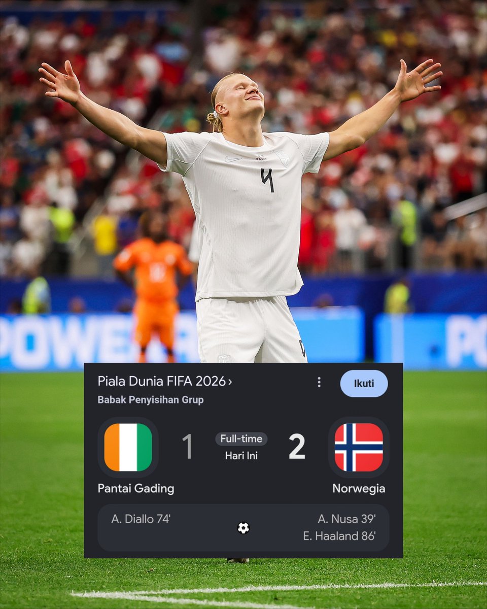 idextratime's tweet photo. Haaland bawa negaranya melaju ke babak 16 besar 👋🇳🇴 https://t.co/VeP4wRQTfx