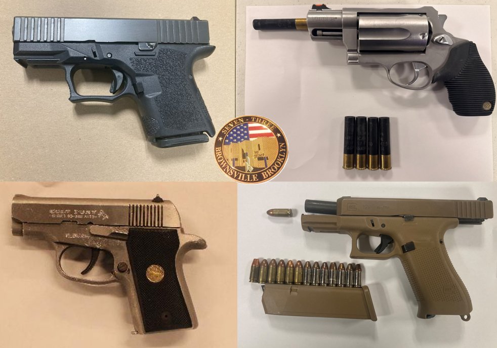 NYPD73Pct's tweet photo. On four separate occasions this week, our Neighborhood Safety Team arrested armed individuals before they could do harm in our Brownsville community. https://t.co/7Y465WmqBQ