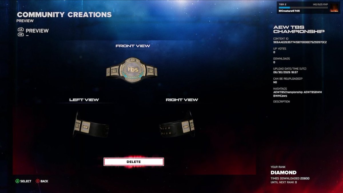 BWMCaws's tweet photo. NEW #WWE2K26 Upload To Community Creations!

★ AEW TBS Championship

★ Search Tag →AEWTBS or BWMCaws

● Only Base Game Required! https://t.co/PpBeiHX1gy
