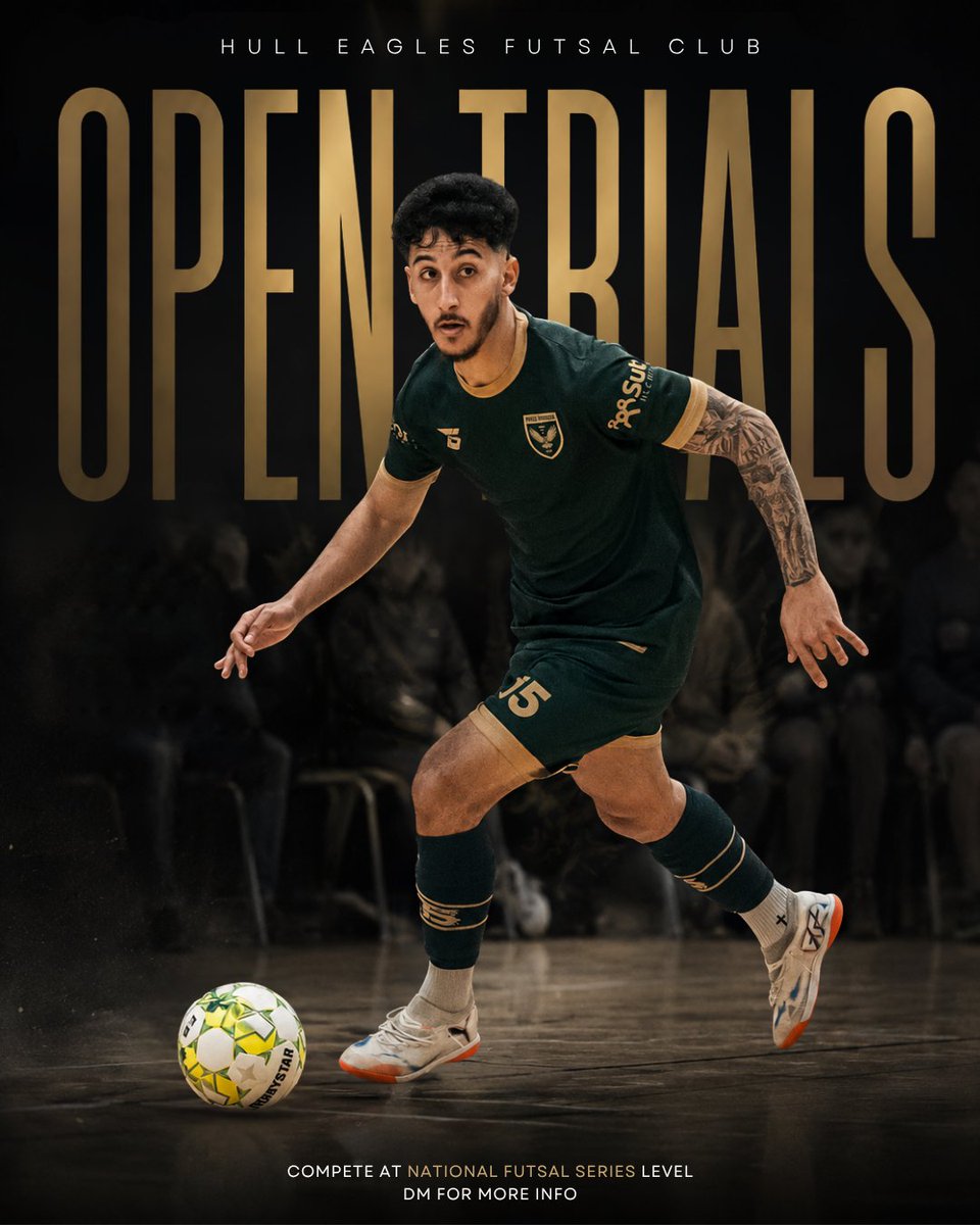 hull_eagles's tweet photo. Open trials start at the end of July.

Hull Eagles First Team are looking for players ready to compete at National Futsal Series level.

Football or futsal background? Ready to test yourself?

DM us for more info. https://t.co/ziQslThVvN