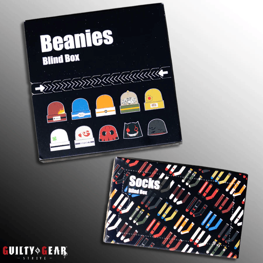 ArcSystemWorksU's tweet photo. Stay blazing from head to toe! 🔥

The Official ARC Shop has launched their Beanies &amp; Socks Blind box featuring 10 iconic GUILTY GEAR -STRIVE- characters! ✨

⬇️Pre-order yours today!
https://t.co/2YYnw6AQen

#GGST https://t.co/5cjTfNlrRh