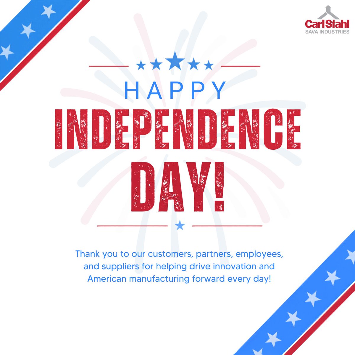 SavaIndustries's tweet photo. Happy Independence Day from Sava Industries! 🎆 🇺🇸 🎇

Today, we celebrate the people, partnerships, and innovation driving American Manufacturing forward. Wishing you a safe and enjoyable Fourth of July! https://t.co/5PXDVz4Max