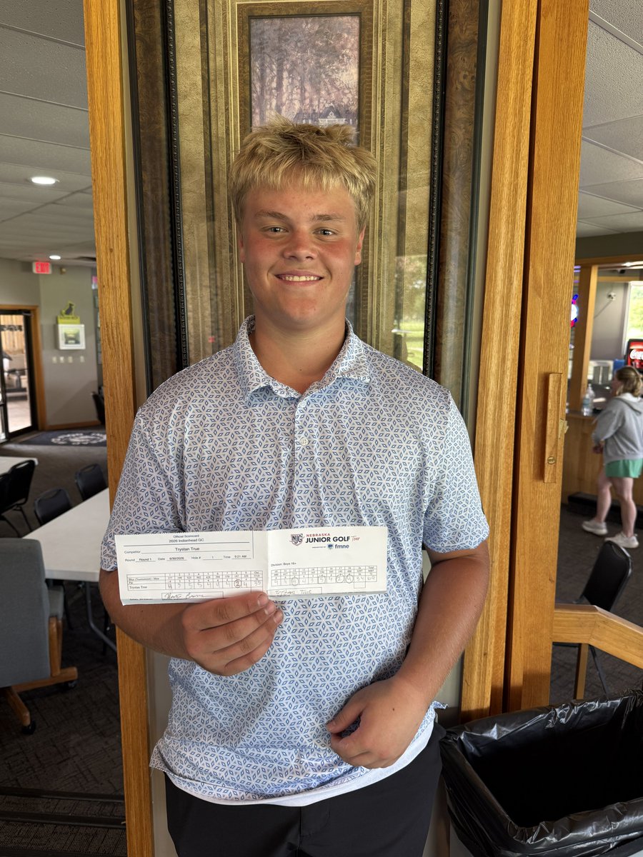 NebJuniorGolf's tweet photo. PR on the NJG Tour! 🚨 

Kearney’s Trystan True fires a personal best 69 (-3) at @Indianheadgolf! 👏 

Great round, Trystan! 

#NJGTour | @fmne_insurance https://t.co/ENrOip6Oxp