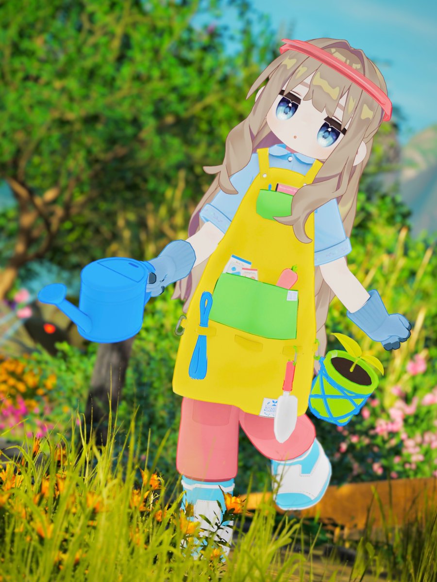 papimochi_vv's tweet photo. #ねむあじすとあ 様『ボタニカルガーデナー』のカラバリです🌱✨

カラフルなエプロンがとってもかわいいです〜💞ワールドに咲いてるお花にお水をあげてみました🌼まだセール期間中ですので、ページ見てみてください🥕

https://t.co/SJhRvbRoHo

#VRChat #キプフェル #PR https://t.co/c6YGq0yYPG