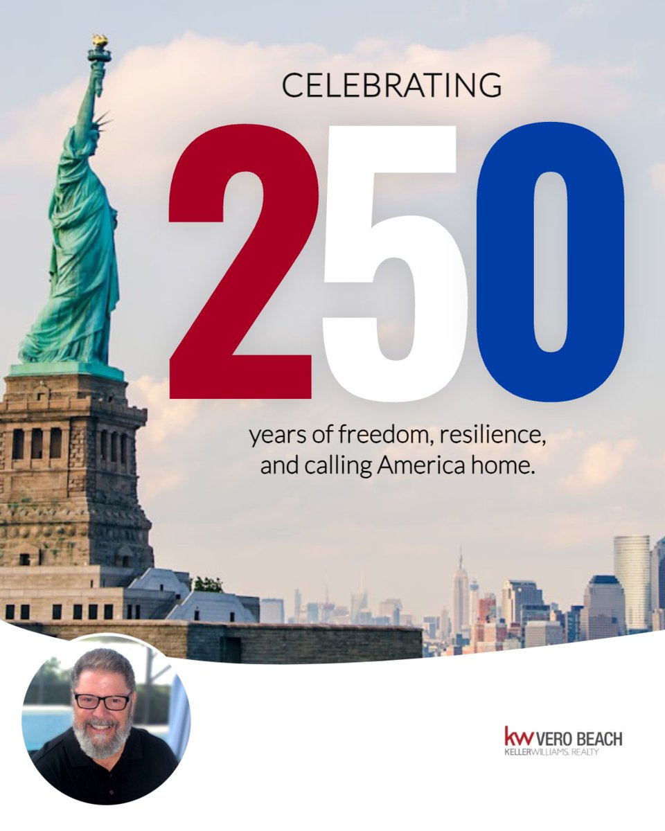 VeroRealtorBill's tweet photo. This Fourth of July is extra special as we celebrate 250 years of American independence.

Wishing everyone a safe, happy, and memorable Independence Day! 🇺🇸

#fourthofjuly #independenceday #america250 #happyfourth #celebratefreedom #community #homesweethome https://t.co/SVe1DVrVE9