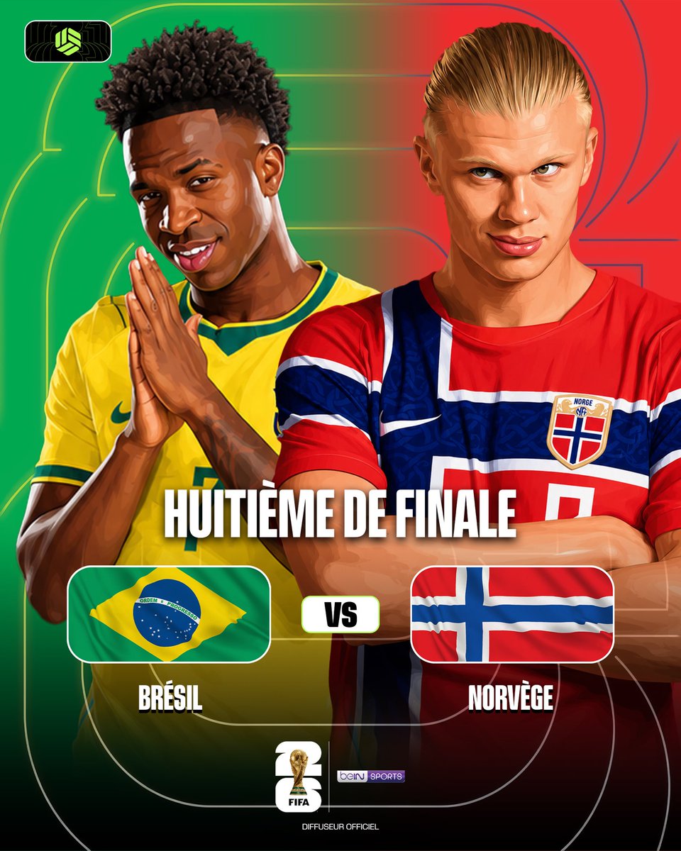 lnstantFoot's tweet photo. 🚨🚨OFFICIEL !! LE BRÉSIL ET LA NORVÈGE VONT S’AFFRONTER POUR LES HUITIÈMES DE FINALE ! 🇧🇷⚔️🇳🇴

Rendez-vous le 5 juillet à 22h. 😏 https://t.co/V7gZPT1y9K