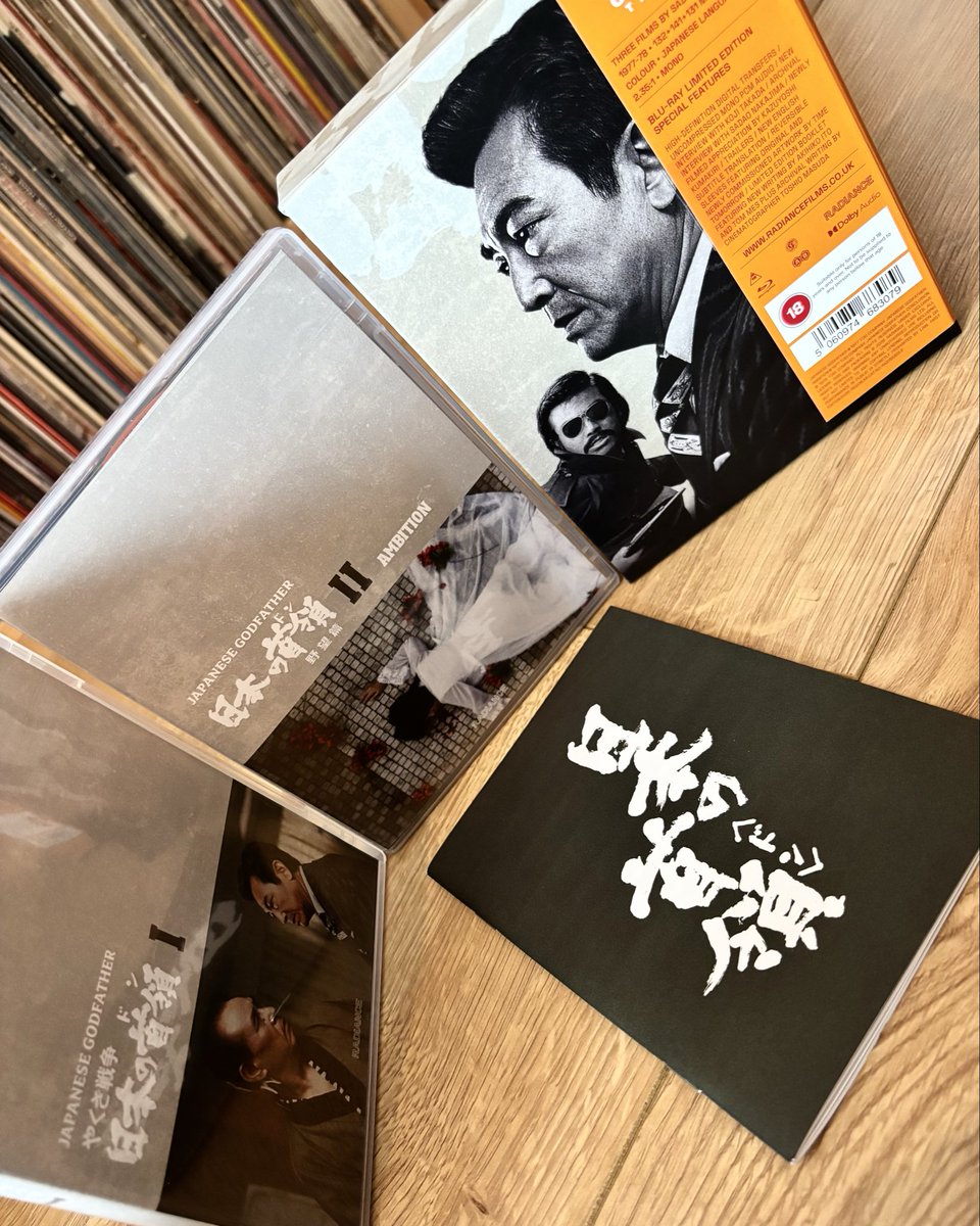TheMikeFury's tweet photo. Gangster fans rejoice with these unearthed gems from @FilmsRadiance! Long unavailable in the West, this is the epic Japanese Godfather trilogy, helmed by Sadao Nakajima, with an ensemble cast inc. Toshiro Mifune and Sonny Chiba. Beautiful presentation and collection. https://t.co/Z7V4IbmbAB
