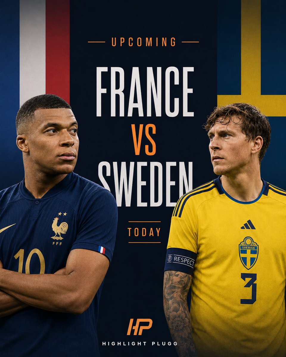 highlightplugg's tweet photo. France vs Sweden up next 🇫🇷🇸🇪

World Cup Round of 32.
Mbappé vs Lindelöf.
Win or go home.

Big knockout-stage matchup.

#FranceVsSweden #WorldCup2026 #FIFAWorldCup https://t.co/uvQxt1SpkT