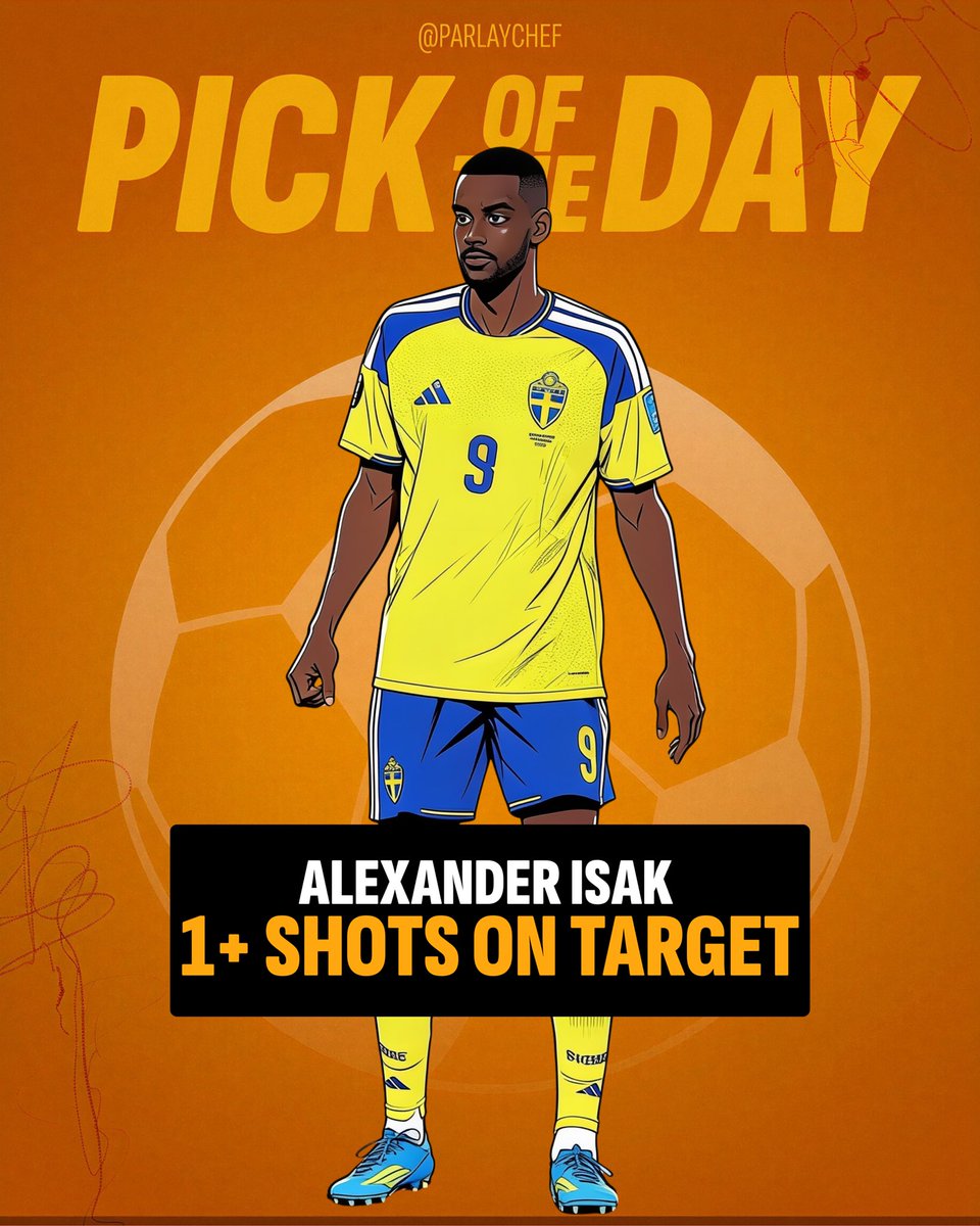 ParlayChef's tweet photo. ⚽️ Soccer Pick of the Day

Player props have been a struggle this tournament but I really love this spot for Isak… https://t.co/LbTENgpDoy