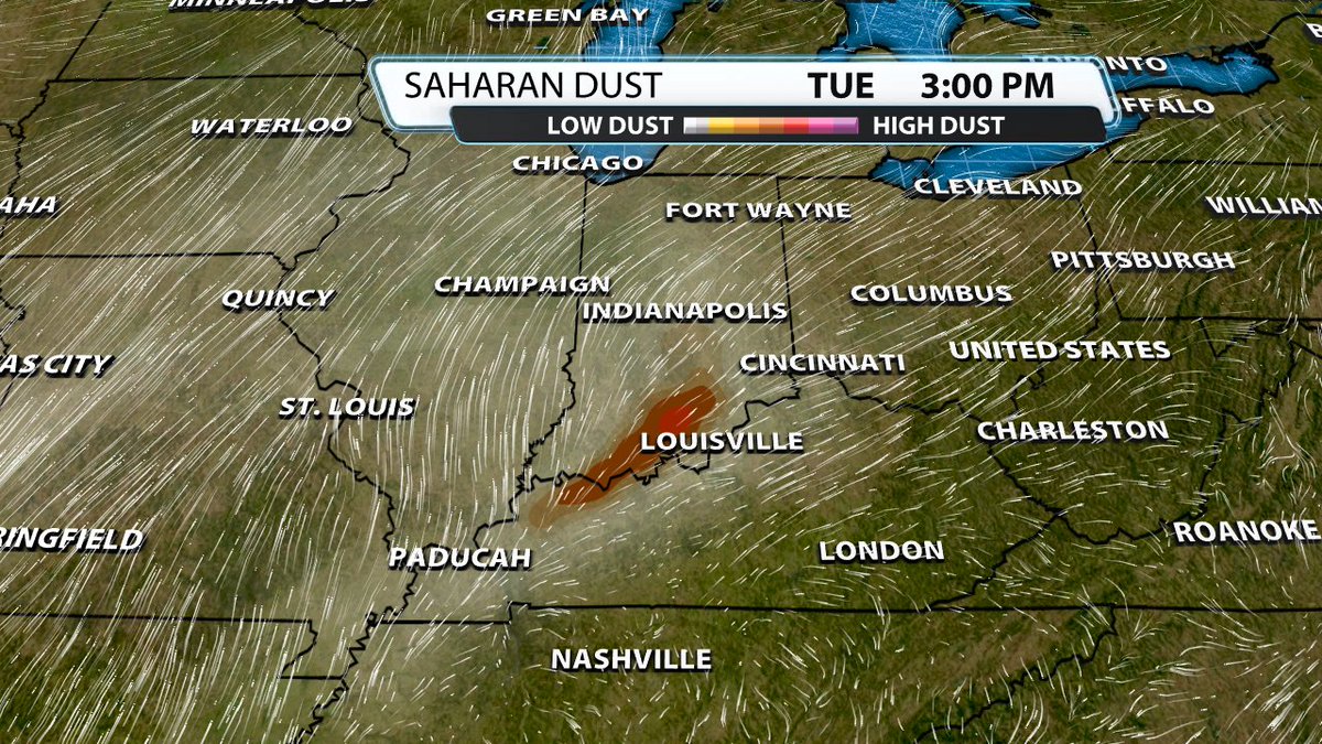 MarcWeinbergWX's tweet photo. For those that are curious why there is a slight brown haze to the sky today, that is dust from the Sahara Desert in Africa. It blew across the Atlantic, into Texas, and now it is above our area! https://t.co/ZbAaXIxevK