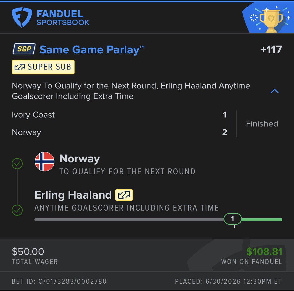 propsbotai's tweet photo. Winner winner!

World Cup Tool FTW📈📈📈 https://t.co/VmvoMGQN4x