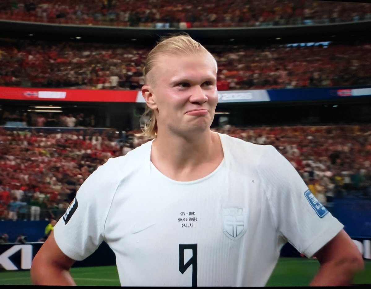oceangt's tweet photo. Person come #worldcup2026 write Brut Haaland for back, you no ask questions... 60 goals in 53 appearances for 🇳🇴 Norway. 

What could be more brutal !
#NORCIV https://t.co/dBKbcrAquG