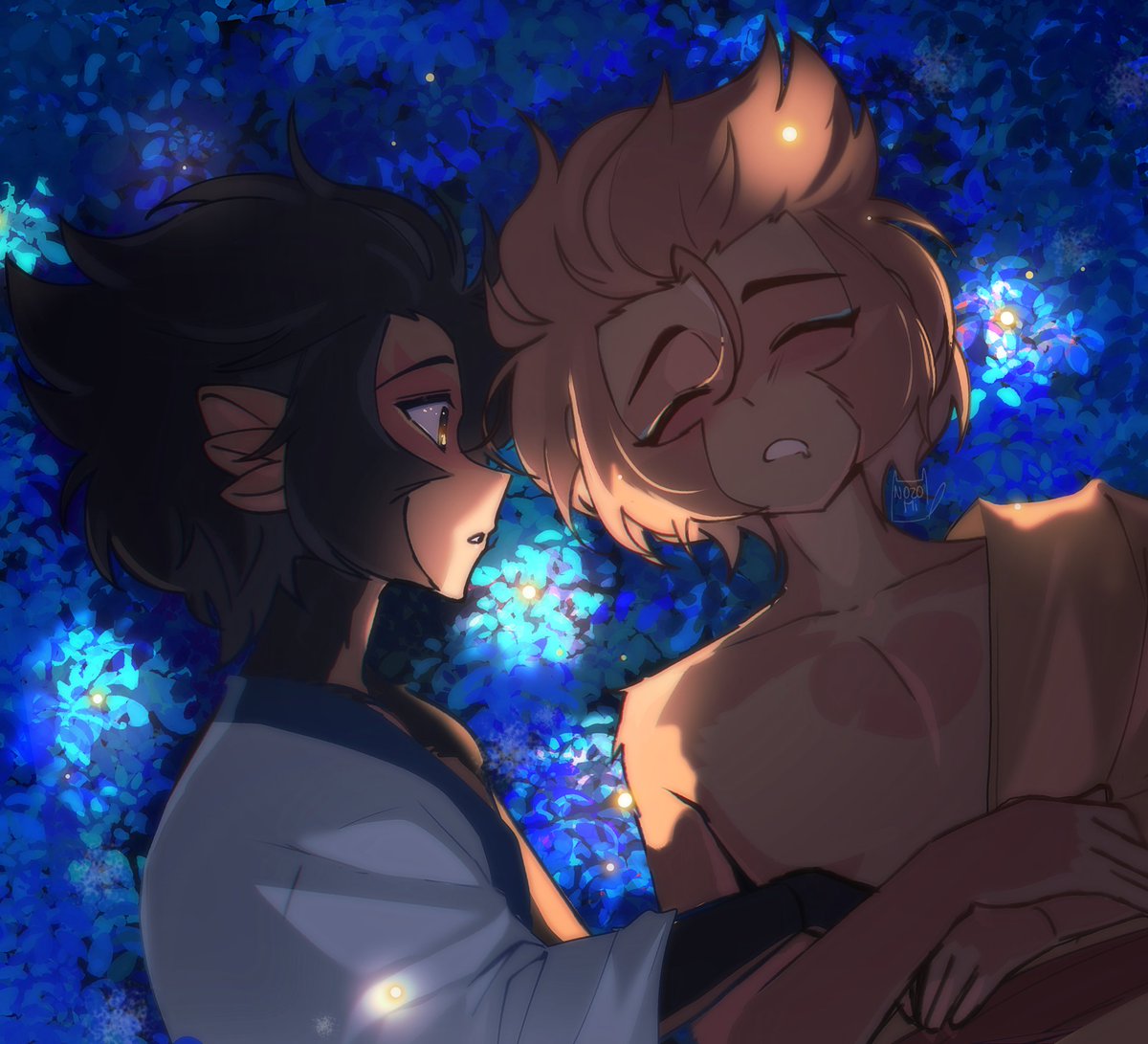 nozomi_hajime's tweet photo. #Shadowpeach 
Headcanon. I’ve always thought that Wukong needs to hold Macaque to be able to sleep, and Macaque doesn’t understand why, but it warms his heart https://t.co/aNBOK46Rwa