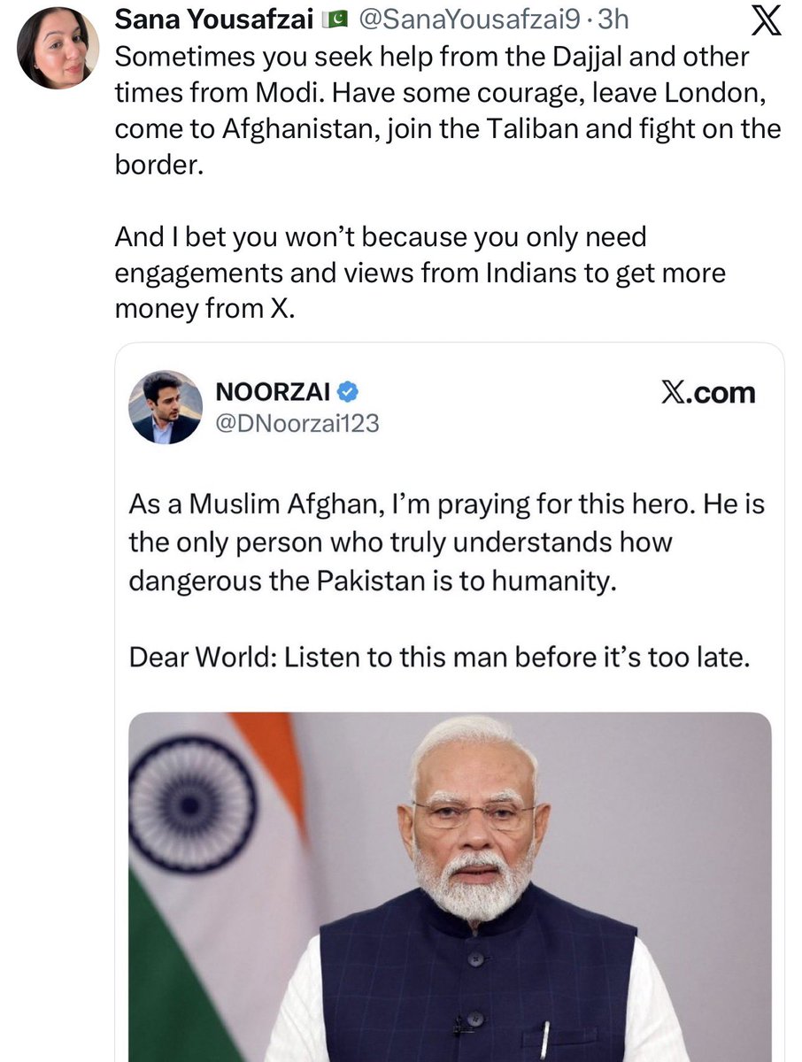 DNoorzai123's tweet photo. Because if the Pakistani state isn’t destroyed, the Pakistani military will slowly sell all of you to China. I don’t want a new nation with small eyes and a big nose! https://t.co/rdLzkhO0Of