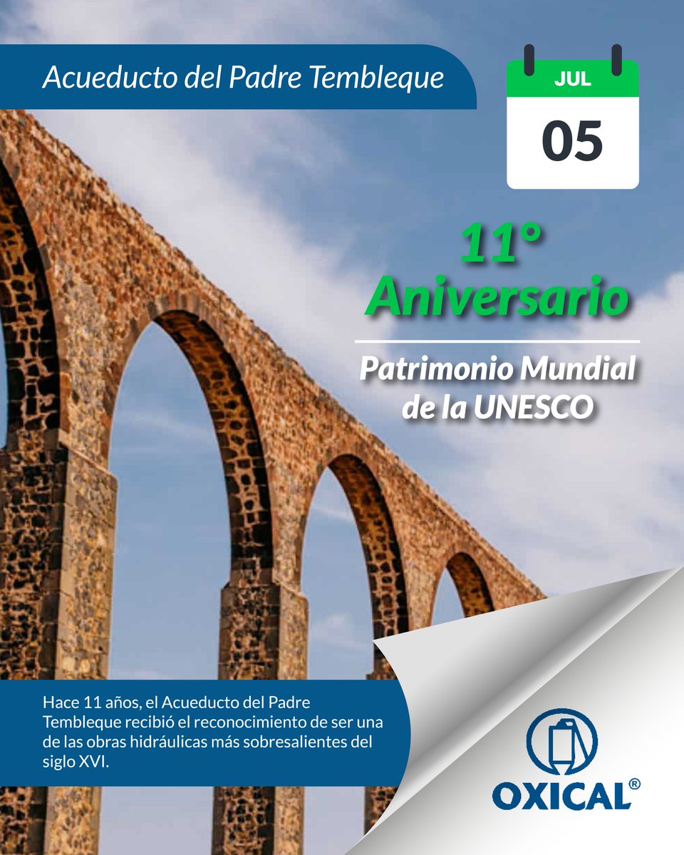 OXICALmx's tweet photo. 🏛️ Hace 11 años, el Acueducto del Padre Tembleque fue inscrito en la Lista del Patrimonio Mundial de la UNESCO.

#AcueductoDelPadreTembleque #PatrimonioMundial #UNESCO #ArquitecturaHistórica #LegadosIcónicos #CalDeAltaPureza #OXICAL #LaCalUne #CalQueRestauraLaHistoria https://t.co/5DrJhhuNdr