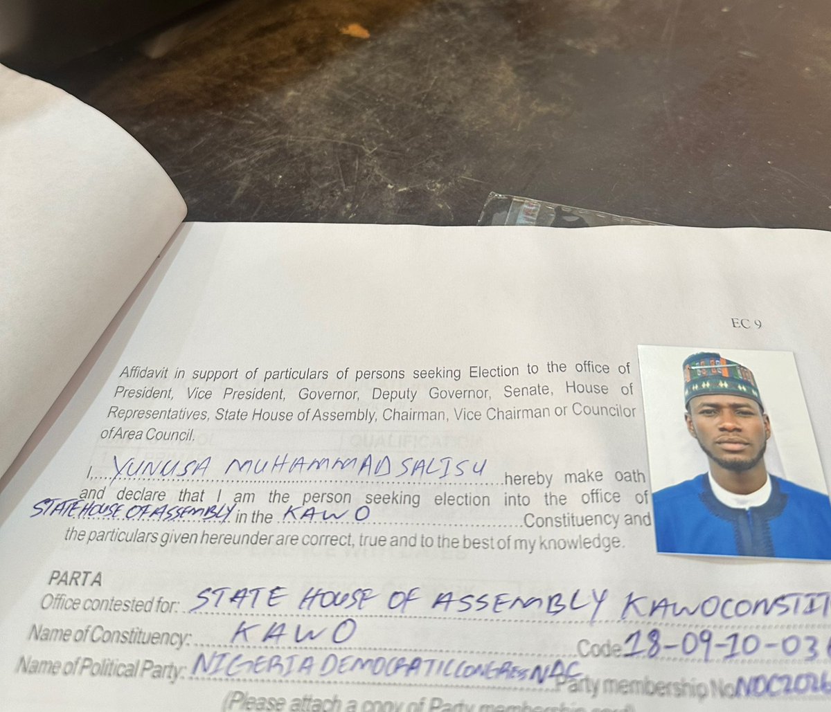 official_YmS's tweet photo. Alhamdulillahi I have officially received, completed, and submitted my INEC Nomination Form for Member, State House of Assembly, kawo constituency, to our State Chairman, Mordecai Sunday Ibrahim.
The journey has just begun, and by the grace of Allah, we shall succeed. 🤲🏽🇳🇬✌️ https://t.co/JdJnSKbdEG