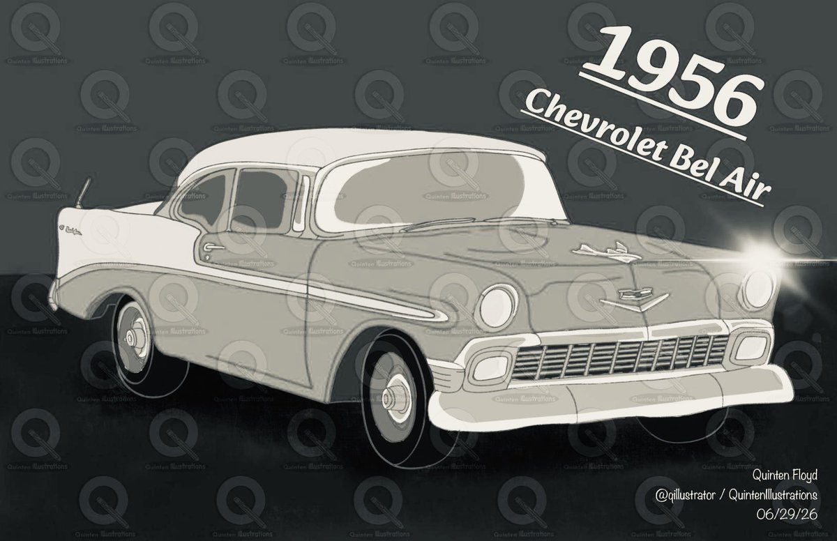 QIllustrates's tweet photo. π¨πΎβπ¨ β1956 Chevrolet Bel-Air Car Pop Artworksβ (2026) Pt. 2 πΌοΈππ
By Quinten Floyd
Procreate / Traditional
7 Colored Illustration
1 B&W Silver-Tone Illustration
Size(s): 17in x 11in
#procreate #popart #1956chevroletbelair #classiccars #sharecreativity #quintenillustrations https://t.co/GxhOTqCULv