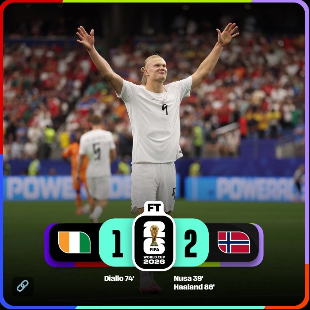 heyjahan's tweet photo. As expected, Norway won and advanced to the round of 16. Ivory Coast fought hard. Erling Haaland scored again. With 5 goals, he is 2nd in the top scorers list, right after Messi. ⚽
#FIFAWorldCup https://t.co/91wBeRrA8z