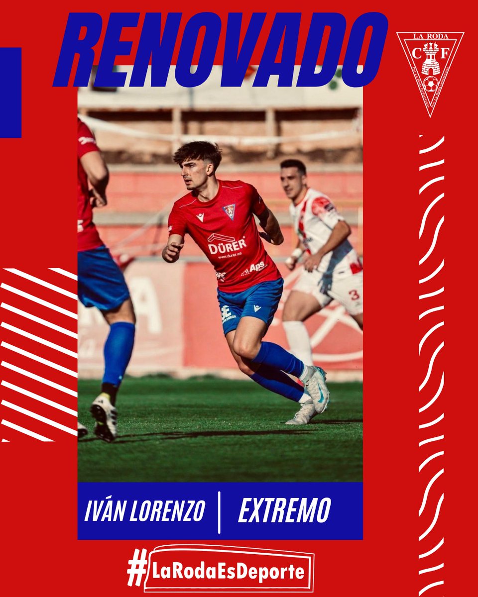 LaRodaCf's tweet photo. 🔴🔵 Iván Lorenzo seguirá formando parte de nuestra familia de La Roda CF una temporada más.
⚡Extremo con velocidad, desborde y gran capacidad para moverse entre líneas.
⚽ Un futbolista con mucha proyección, talento y un futuro muy prometedor. 💪🔥
#LaRodaesdeporte https://t.co/GIGJ3l1q3r