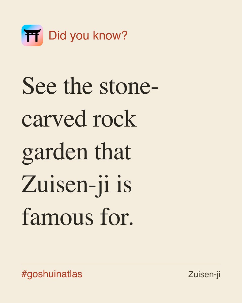 GoshuinAtlas's tweet photo. Zuisen-ji (瑞泉寺), Kamakura, Kanagawa.

Did you know? See the stone-carved rock garden that Zuisen-ji is famous for.

📍 Kamakura, Kanagawa
https://t.co/wG3FWVCw1q

#goshuin #Japan https://t.co/2fVxSXH8YY