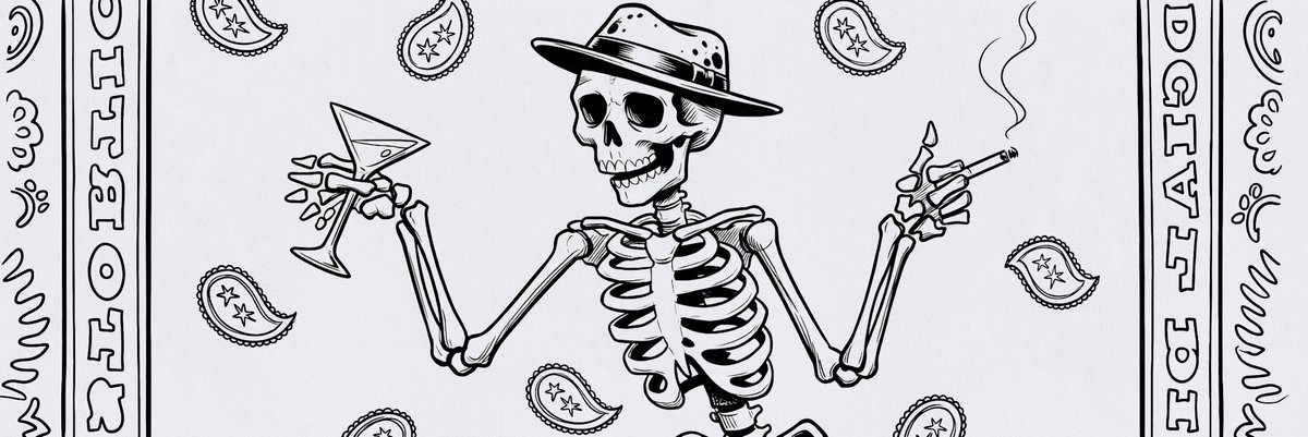 ArtwithLuc's tweet photo. Turning a classic symbol of mortality into a stylish character with vintage attitude while keeping the composition bold and full of personality. #InkDrawing #TattooFlash https://t.co/SMDX1WajdK