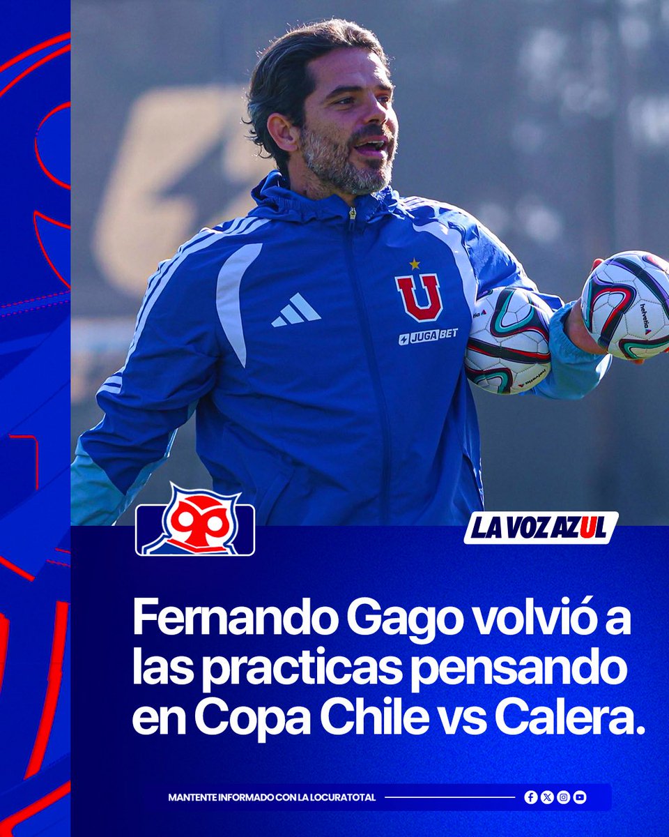 LaVozAzul_'s tweet photo. 😄Sonríe Gago… Tras estar hospitalizado, operado y posteriormente dado de alta, el técnico de Universidad de Chile volvió al Centro Deportivo Azul para llevar la última práctica azul previo al duelo ante Unión La Calera en el Estadio Nacional, esta vez por Copa Chile.

#VamosLaU #LocuraTotal 🔵🔴🤘🏻