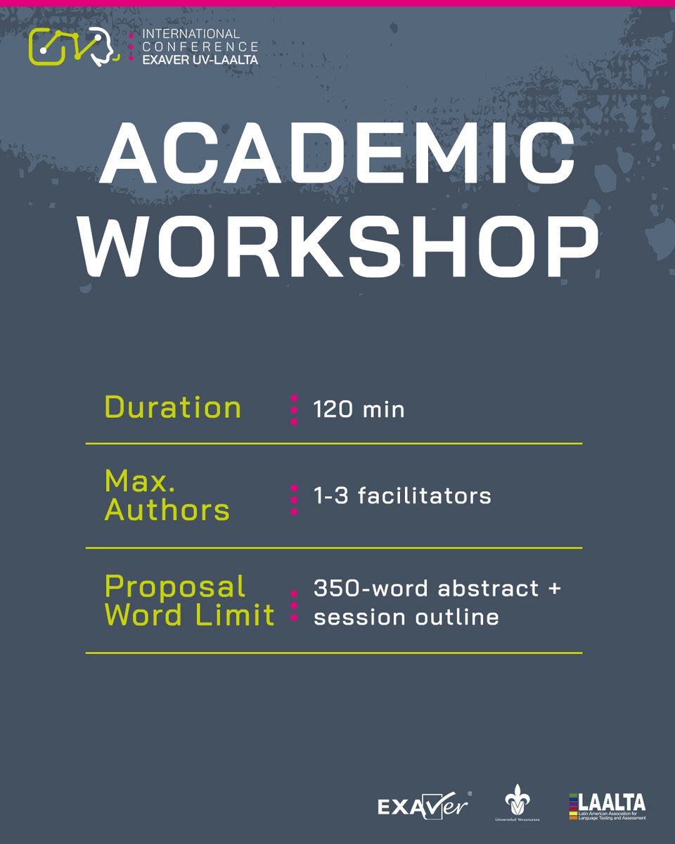 EXAVER's tweet photo. The CILA 2027 invites to submit proposals related to the conference strands.

Expected presentation formats:
🔺Research Paper Presentation
🔺Panel Discussion
🔺Academic Poster
🔺Academic Workshop

Submit your proposal for CILA 2027 at https://t.co/yrtK7SVi2w https://t.co/EBedOkHVVP