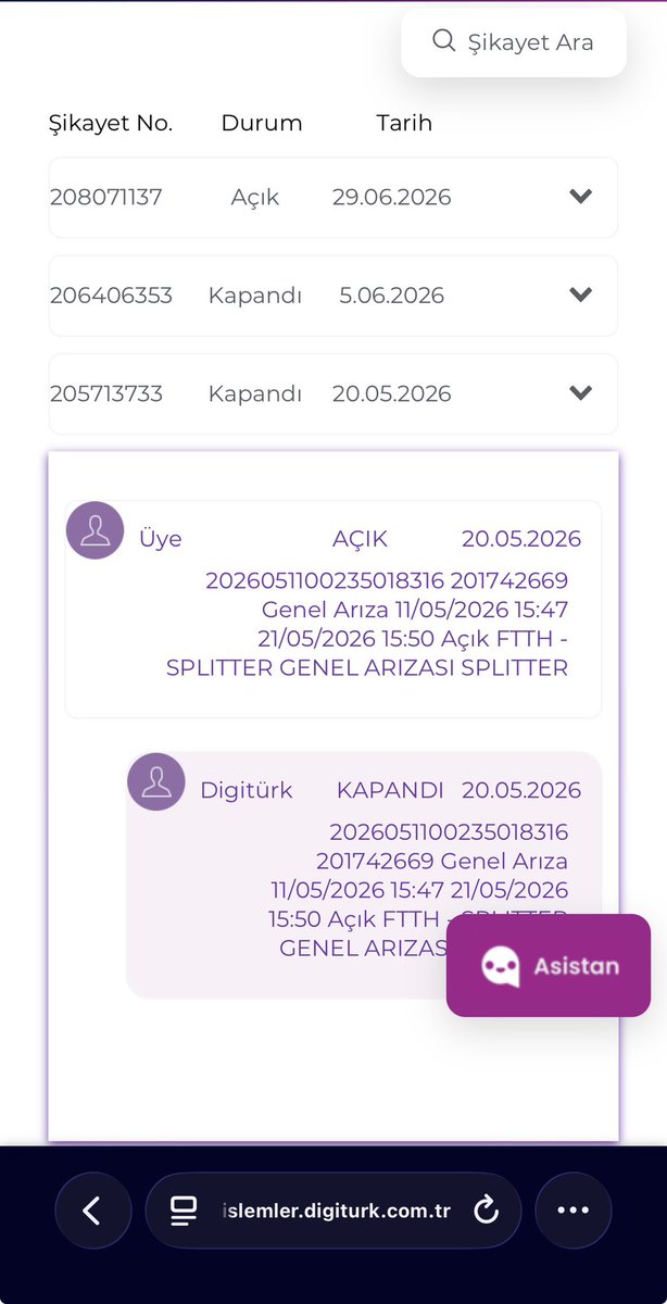 tuketicideney's tweet photo. Digiturk internet kullanıcısı, genel arıza nedeniyle 30 günü aşan erişim sorunu yaşadığını; iade beklerken yeniden fatura çıkarıldığını belirtti.

♦️Takipçi şikâyeti:

“Merhaba, kolay gelsin. Digiturk internet bağlattım.

28 Nisan 2026 tarihinde genel arıza nedeniyle internet erişimim kesildi ve 09 Mayıs 2026 tarihine kadar hizmet alamadım.

09 Mayıs 2026 saat 15.55’te internetim geldi ancak bu kez 11 Mayıs 2026 tarihinde yine genel arıza sebebiyle tekrar kesildi.

Müşteri temsilcileriyle yaptığım görüşmelerde her seferinde ‘Yarın saat 16.00’da gelecek’ denilerek oyalandım.

İnternet hizmeti alamadığımı ama buna rağmen fatura borcu çıkarıldığını söylediğimde, ‘48 saatin sonunda gelmezse bir sonraki dönemde faturadan düşülecek’ cevabı verildi.

Çok fazla sorumsuz davranıldığı ve 30 günü aşan internet erişim sorunu yaşadığım için cayma bedeli olmadan internet taahhüdümü kapattırdım.

789 TL para iadesi yapılması gerekirken, genel arıza olmasına rağmen bu kez 589 TL daha fatura çıkarıldı.

Hiçbir şekilde muhatap bulamıyorum. Param da iade edilmiyor.

Digiturk’ten kullanamadığım hizmet nedeniyle tarafıma yapılması gereken 789 TL iadenin ödenmesini, haksız olduğunu düşündüğüm 589 TL faturanın iptal edilmesini ve yaşadığım mağduriyetin giderilmesini talep ediyorum.”