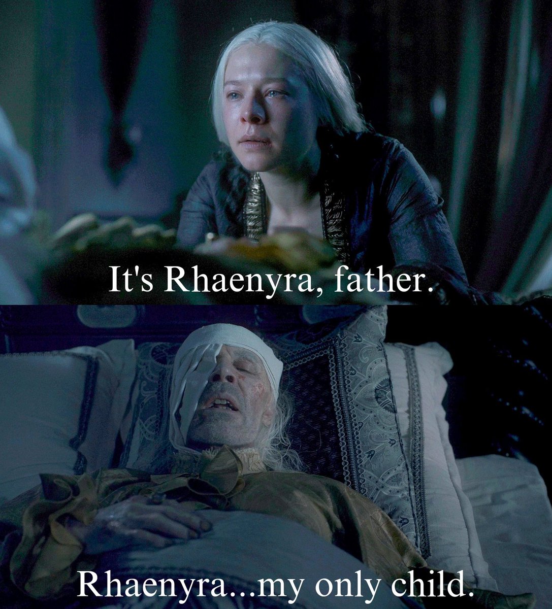 Mayham_H's tweet photo. "and rhaenyra, king viserys' only heir, has finally ascended the throne just as he wanted" https://t.co/fwIgMbRyuI