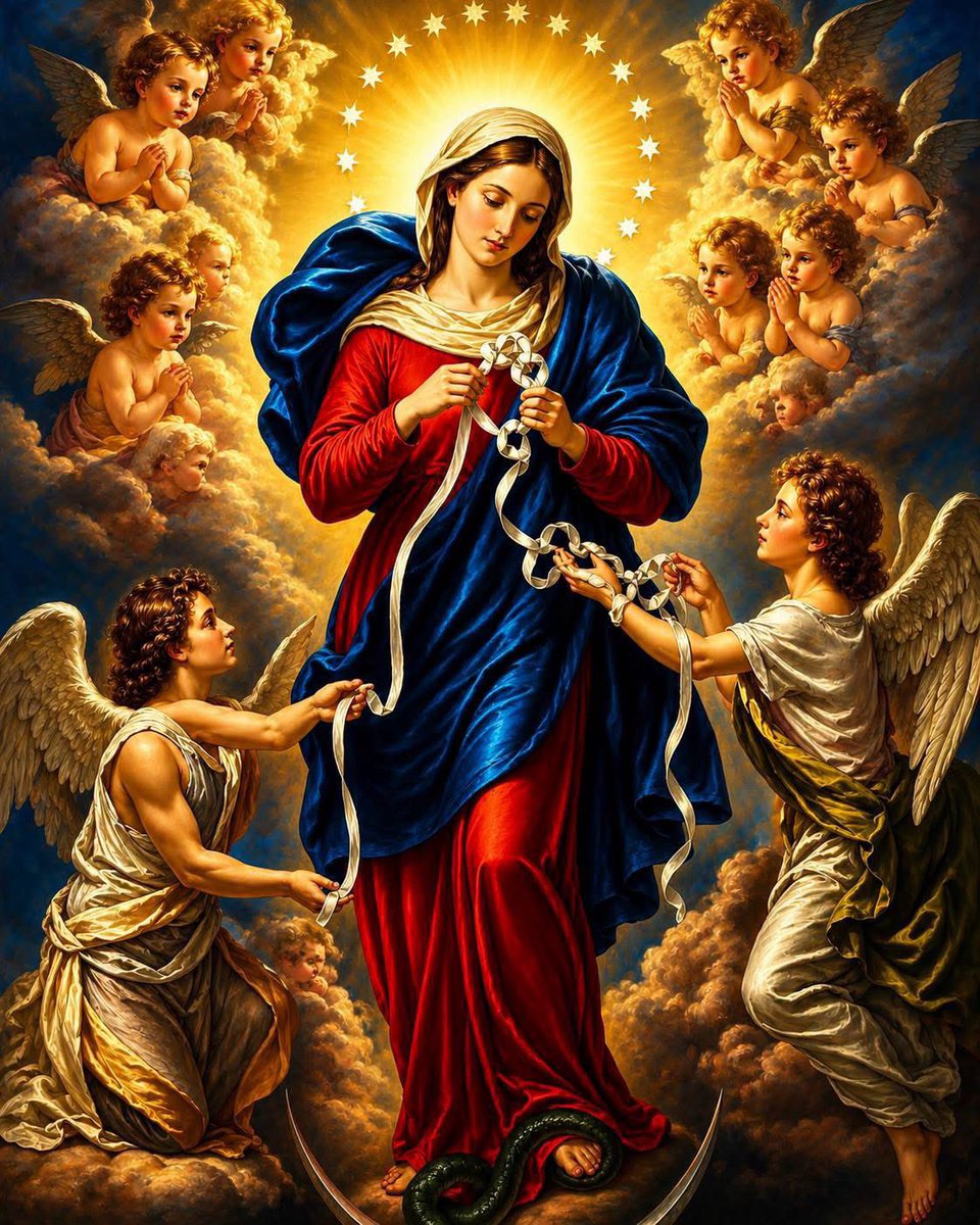 chiamaka___o's tweet photo. Prayer to Our Lady, Undoer of Knots

Heavenly Father,

Today I come before You with a heart that feels tangled.

Some knots were tied by fear.
Some by worry.
Some by mistakes I've made.
Some by pain I never asked for.

And some... I don't even know how they got there.

Blessed Mother, Our Lady, Undoer of Knots, I ask you to gently take these burdens into your loving hands.

Untie every knot that keeps me from trusting God completely.

Untie the knot of anxiety that steals my peace.

Untie the knot of resentment that weighs down my heart.

Untie the knot of financial worry, broken relationships, unanswered prayers, illness, and discouragement.

Where I see no way forward, help me believe that God is already preparing one.

Where I have become impatient, teach me to wait with faith.

Where I have lost hope, remind me that nothing is impossible for God.

Mother Mary, wrap your mantle around every person reading this prayer today.

Comfort the weary.

Strengthen the discouraged.

Bring healing to the sick.

Restore families.

Open doors that only God can open.

And gently untie every knot that keeps us from living in His peace.

Jesus, I place my life into Your hands.

I trust that even when I cannot see what You are doing, You are working for my good.

Our Lady, Undoer of Knots,

Pray for us.

Amen. 🙏