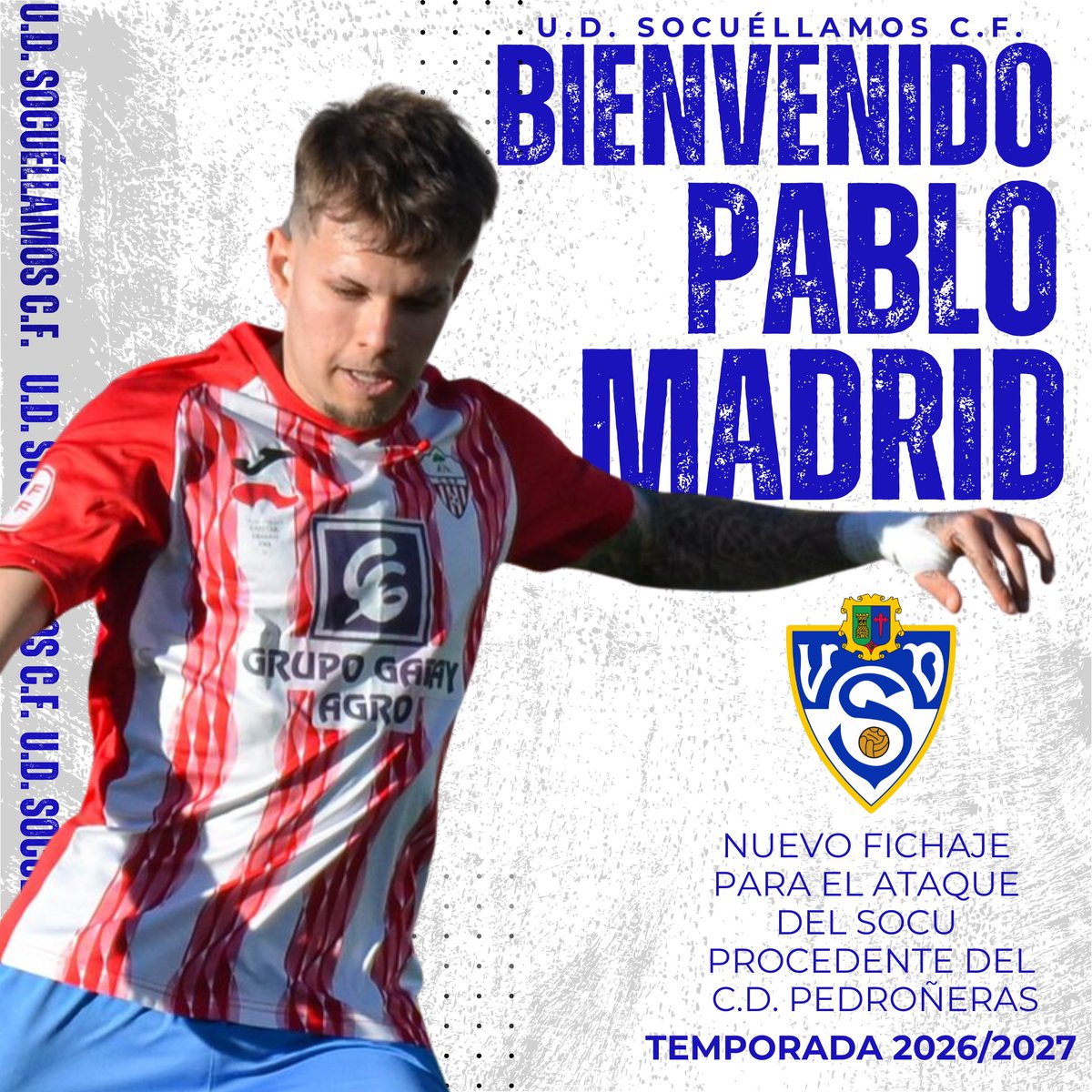YugoUDS's tweet photo. Pablo Madrid se incorpora a la U.D. Socuéllamos.

Pablo Madrid Morales nacido en 2002 en Alzira. Se formó en las canteras del Olímpic de Xàtiva, Torre Levante, Castellón y la U.D. Castellonense.  Durante la temporada 2023-2024, destacó en el ⁠Atzeneta U.E., donde aportó su potencia, velocidad y desborde por la banda izquierda. Ha pasado por otros equipos de la Comunidad Valenciana como el Atlético Saguntino y el C.F. Gandía, antes de recalar la temporada pasada en el conjunto castellanomanchego de Las Pedroñeras.

Extremo izquierdo vertical, desequilibrante y con mucha velocidad para potenciar el ataque. La U.D. Socuéllamos firma, con la llegada de Pablo Madrid, regate, potencia y desborde.