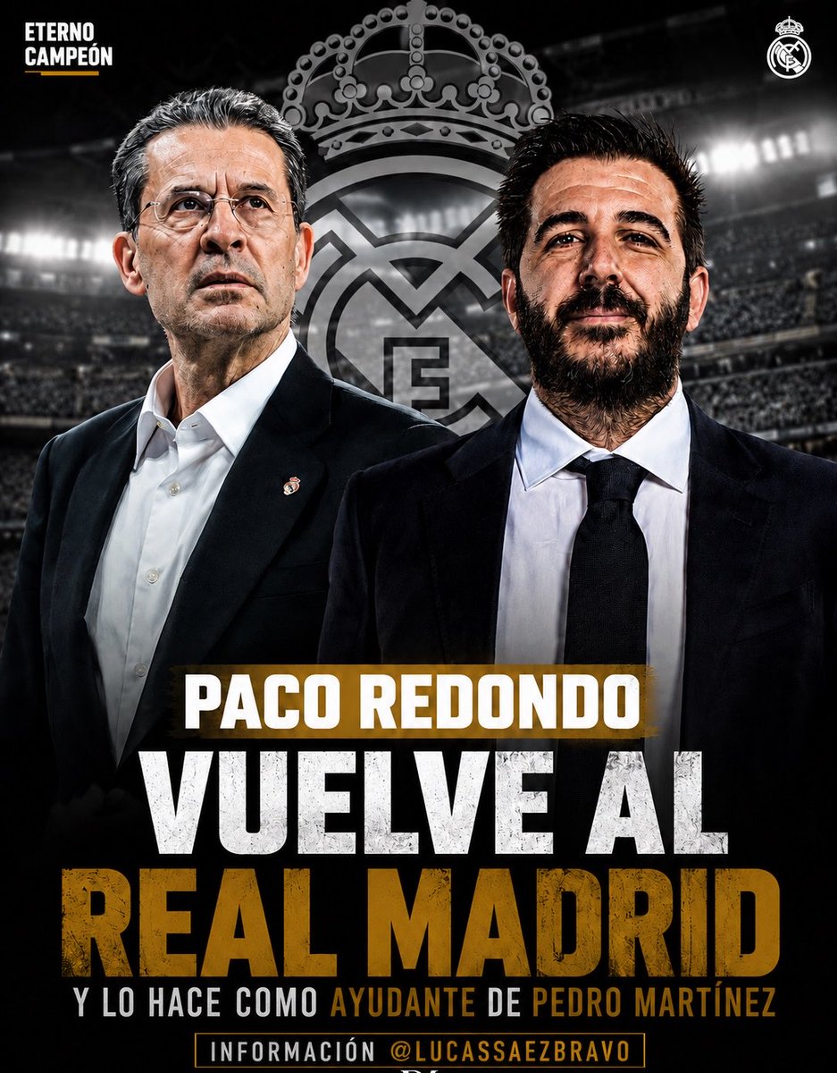 EcBaloncesto's tweet photo. INFORMACIÓN @LucasSaezBravo 

Paco Redondo regresa al Real Madrid.

El técnico vuelve a la disciplina blanca y formará parte del nuevo cuerpo técnico de Pedro Martínez como entrenador ayudante. https://t.co/pEjWjWBbaA