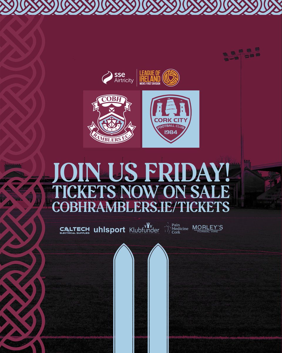 CobhRamblersFC's tweet photo. The hottest ticket in town! Available now via our website (link in the bio!)

Come out and support The Rams as we take on The Rebel Army on Friday night!

#UpTheRams https://t.co/mlPfWhmzE7