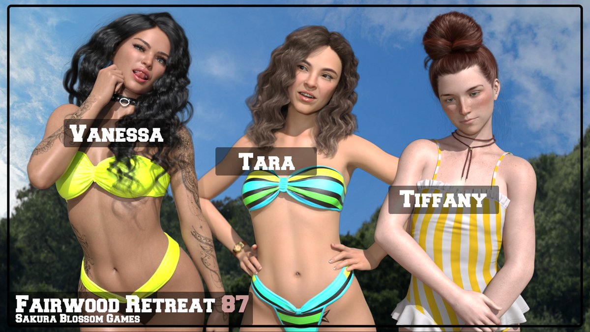 SBGAyaSakura's tweet photo. On Patreon for New Camper + tiers a poll has been created where subs get to vote WHO will feature in the next pin-up. 
https://t.co/osBUmTazbN 

#FairwoodRetreat87 #F95zone #IndieGameDev #horror #80s #3dartwork #Daz3d #AdultVisualNovel #VisualNovel #AVN #lesbian #storyDriven https://t.co/24ENdcJVqH
