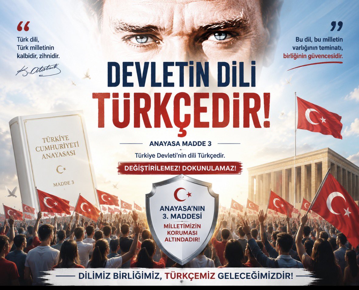 Bozkurt__3461's tweet photo. Türkçe; Türkiye Cumhuriyeti’nin resmi dilidir. 
#DevletinDiliTürkçedir https://t.co/oAt6FuLqWv
