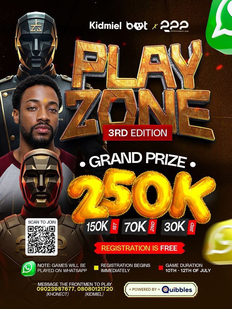 kidmielbot's tweet photo. Im organizing something like squidgame on WhatsApp , it would be fun 😂 but abeg no lives will be lost oo , If #250,000 is not too small for you !! Join the Playzone.. it’s free no be sportybet and the games will happen on WhatsApp 👍 https://t.co/OsAysG3yHY