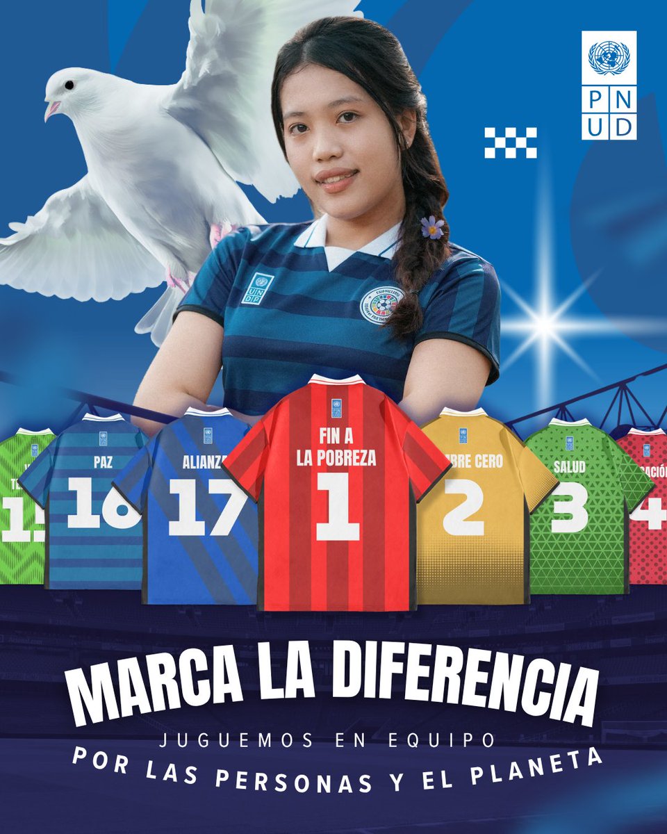 PNUDLAC's tweet photo. 8 mil millones de personas.

🌎 Un equipo en solitario.

El partido más importante de todos: personas y planeta.

Los Objetivos Mundiales solo están a nuestro alcance si actuamos juntos.

⚽ Vamos la misma camiseta: https://t.co/mVXhvNVqsU

#ODSUnidos https://t.co/k8S0PKYtbf