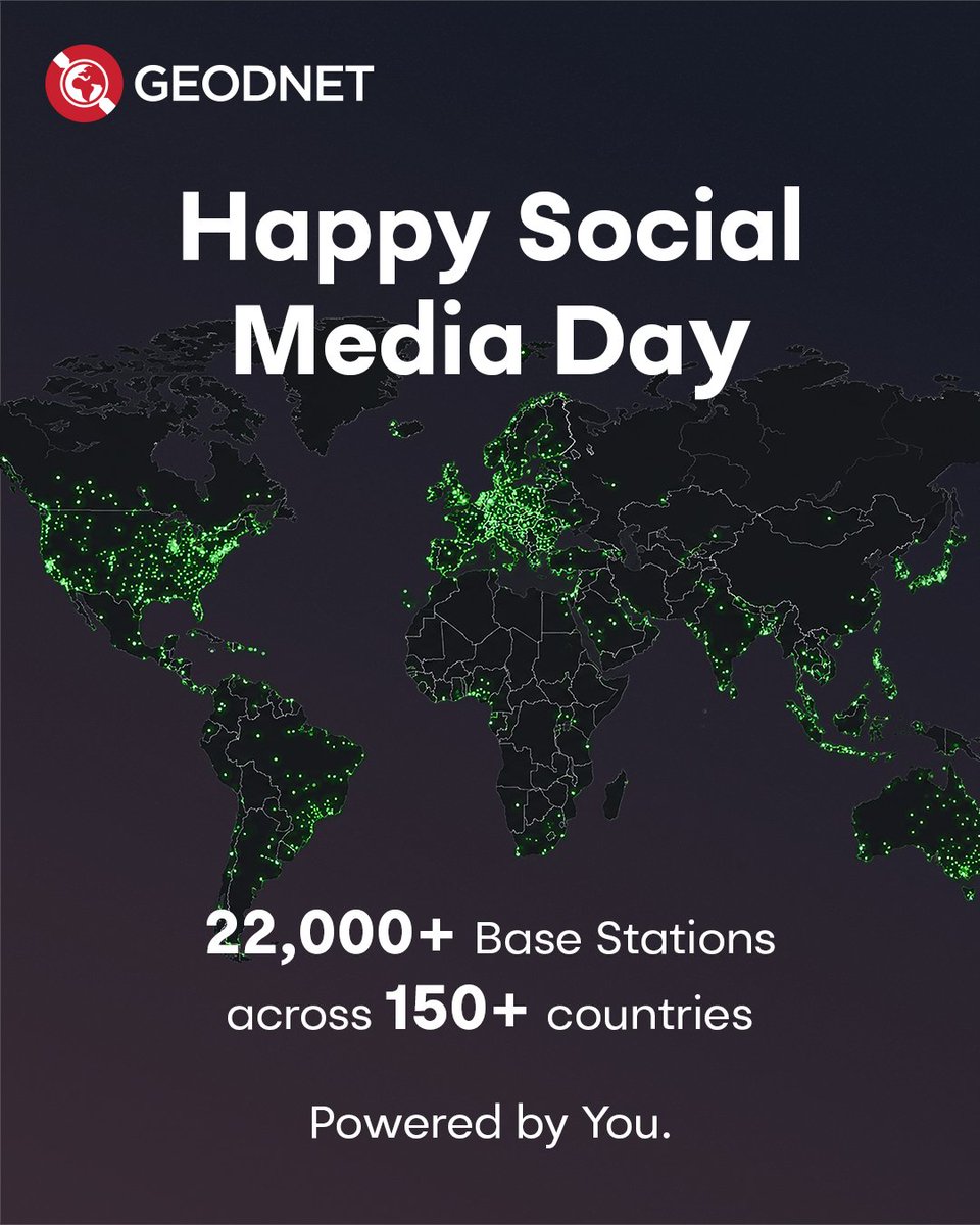 GEODNET's tweet photo. Oh yeah - Happy Social Media Day!

Our RTK network is now over 22,000 strong and across 150+ countries. It's been a big year for milestones and we're grateful for our community.

Have you been helping us build? Drop your📍location if you're part of the mission!

#SocialMediaDay https://t.co/S5TAkdAucZ