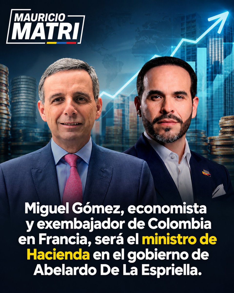 mauriciomatri's tweet photo. #EXTRA | Miguel Gómez, economista y exembajador de Colombia en Francia, será el ministro de Hacienda en el gobierno de Abelardo De La Espriella. https://t.co/4wLpYO6Bk5