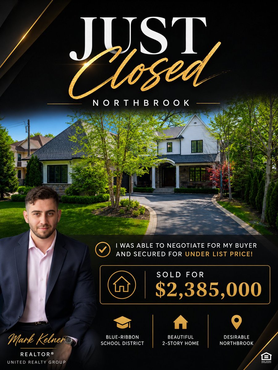 agentkelner's tweet photo. 🏡 JUST CLOSED in Northbrook! Another successful closing and another happy buyer. Proud to have negotiated this beautiful home for under list price. Thinking about buying? Let's talk. https://t.co/1XRsaDQALR