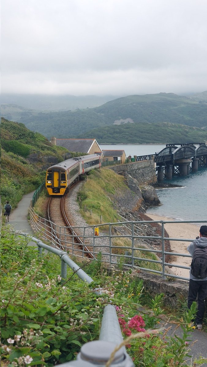 SusanComerie's tweet photo. Back to Friday 26.06.2026 & our arrival at a nice cool welcome temperature at #Barmouth after a hot day & Edward finally gets to see & do a little @transport_wales 158 spotting at #BarmouthViaduct which has been on his list for ages, 158830, 158821 & 158825 ๐ https://t.co/OOOX2S96JJ