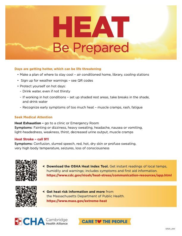 challiance's tweet photo. People with chronic health issues, older adults, young kids, and pregnant people must be extra cautious during extreme heat days. Check out CHA's heat flyer to learn the signs of heat-related illness and how to protect yourself. https://t.co/pVqwwrbt36
